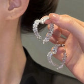 New Design Luxury Zircon Flower Stud Earrings for Women Fashion Brand Jewelry Double Used Crystal Leaves Earrings SHOWLU FASHION STORE