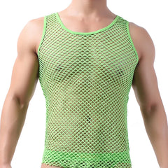 Fashion Tank Tops For Men Hollow Out Undershirt Mesh Breathable Sleeveless Vest