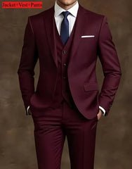 Elegant Men's Suit Sets- Slim Fit Tuxedo Set for Weddings & Formal Occasions, Black Suit
