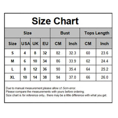 A size chart table for men's tops showing measurements in centimeters and inches for sizes S to XL.