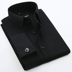 Men's French cufflink shirt long sleeved spring style multi-color collar high collar slim fit collar formal striped shirt