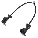 A black tricep rope attachment featuring two ergonomic handles and a central metal connector.