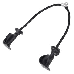 A black tricep rope attachment featuring two ergonomic handles and a central metal connector.