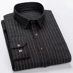 plus size 7xl 100%cotton long sleeve shirts for man slim fit formal plian shirt soft plaid casual tops striped office clothes