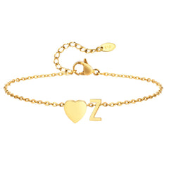 Women Heart Initial Anklet Bracelets Adjustable Beach Jewelry Hypoallergenic Stainless Steel Personalized Name Foot Chain Anklet