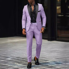 Men's New Fashion Business Casual Two-piece, Comfortable and Breathable Slim-fit Side Slit Single-button Suit Jacket+trousers SHOWLU FASHION STORE