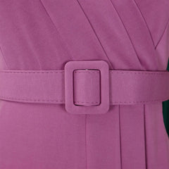 Women's 2024 summer new short-sleeved V-neck waist solid color Tongle fashion dress SHOWLU FASHION STORE