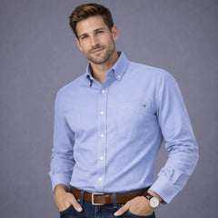 Men's 100% Cotton Smart Casual Shirt Long Sleeve Plaid Oxford Casual Solid Color Print Regular Fit Dress Shirt Oversized 6XL