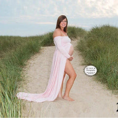 Maternity's Sexy Summer Maternity Photography Props Pregnancy Long Dress for Photo Shoot Strapless Maxi Dresses Vestido
