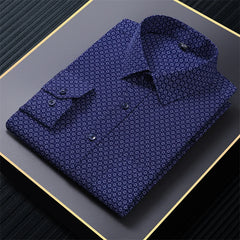 New in shirt long-sleeve Elasticity shirts for men slim fit formal plain shirt printed casual tops designer clothes oversize