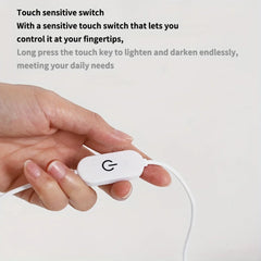 Flexible USB LED strip light in warm white from Showlu Smart General, showing the slim, tape-style design illuminated in a close-up image.