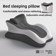 A double gray inflatable lounge chair with an adjustable headrest pillow.