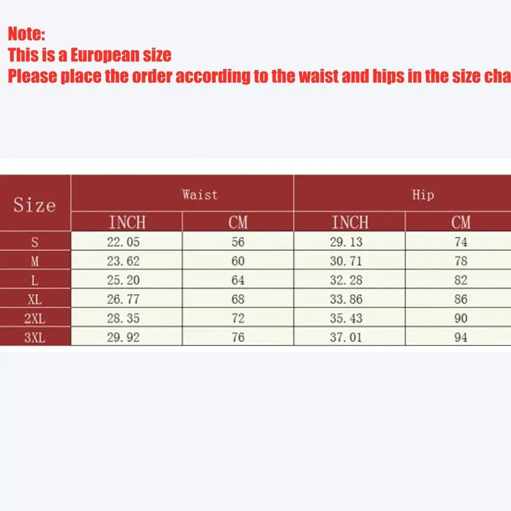 The Slimming Fajas Lace Butt Lifter size chart lists European sizes S–3XL, with waist and hip measurements in inches and cm. A red note says to select your shapewear size by waist and hips per the chart.