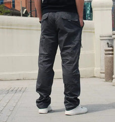 Spring Cotton Outdoor Multi - Pocket Elastic Waist Casual Pants - SHOWLU FASHION STORE