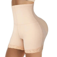 A woman wears Women Butt Lifter Panties Body Shaper High Waist Cinchers Push Up Seamless Pads, which smooths and shapes the waist, hips, and thighs while enhancing curves for a sculpted silhouette.