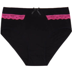 Showlu Fashion Store 0 Women's cotton briefs sexy mid-rise solid lace waist patchwork panties Ladies briefs plus size women briefs underwear 3 Pcs/lot