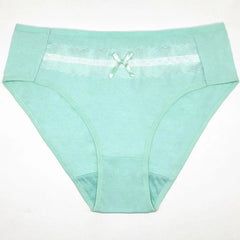 Showlu Fashion Store 0 Women's cotton briefs sexy mid-rise solid lace waist patchwork panties Ladies briefs plus size women briefs underwear 3 Pcs/lot