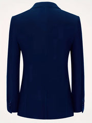 Men's Elegant Velvet Blazer - Royal Blue, Long Sleeve, Double-Breasted with Pockets, Notched Lapel, Perfect for Fall and Winter Formal Events SHOWLU FASHION STORE