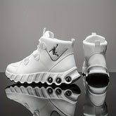 Sneakers, 1 Pair of Simple and Fashionable Mid-Top Basketball Shoes. Thickened Soft Shock Absorption, Wear-, Strong Grip PVC Sole. White/Black Solid Color PU Upper. Soft Breathable Lining. Suitable for All Seasons. Suitable f