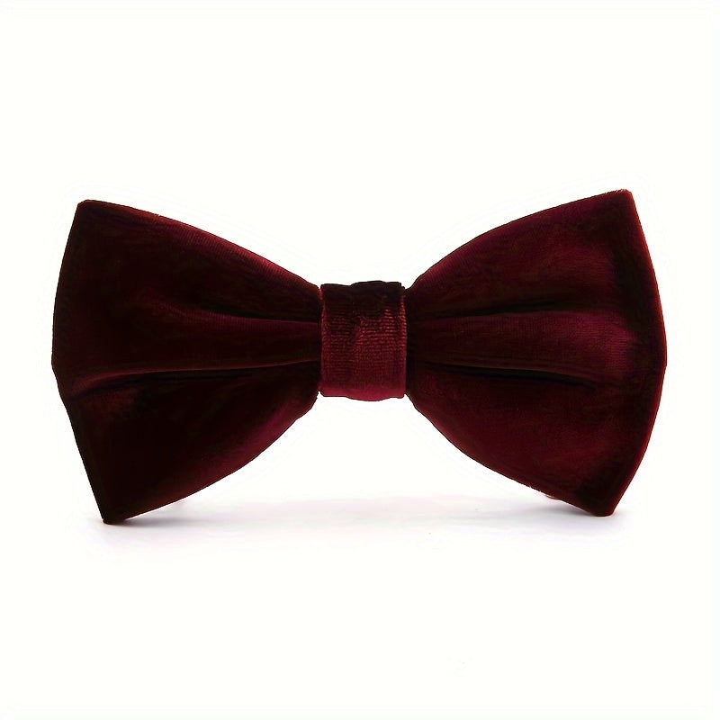 1pc Pre-Tied Men’s Velvet Bow Tie, Adjustable Navy Blue Formal Wedding Party Accessory, Luxurious Polyester Fabric for Sophisticated Style SHOWLU FASHION STORE