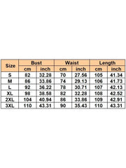 A size chart table for women's African dresses showing bust, waist, and length measurements.
