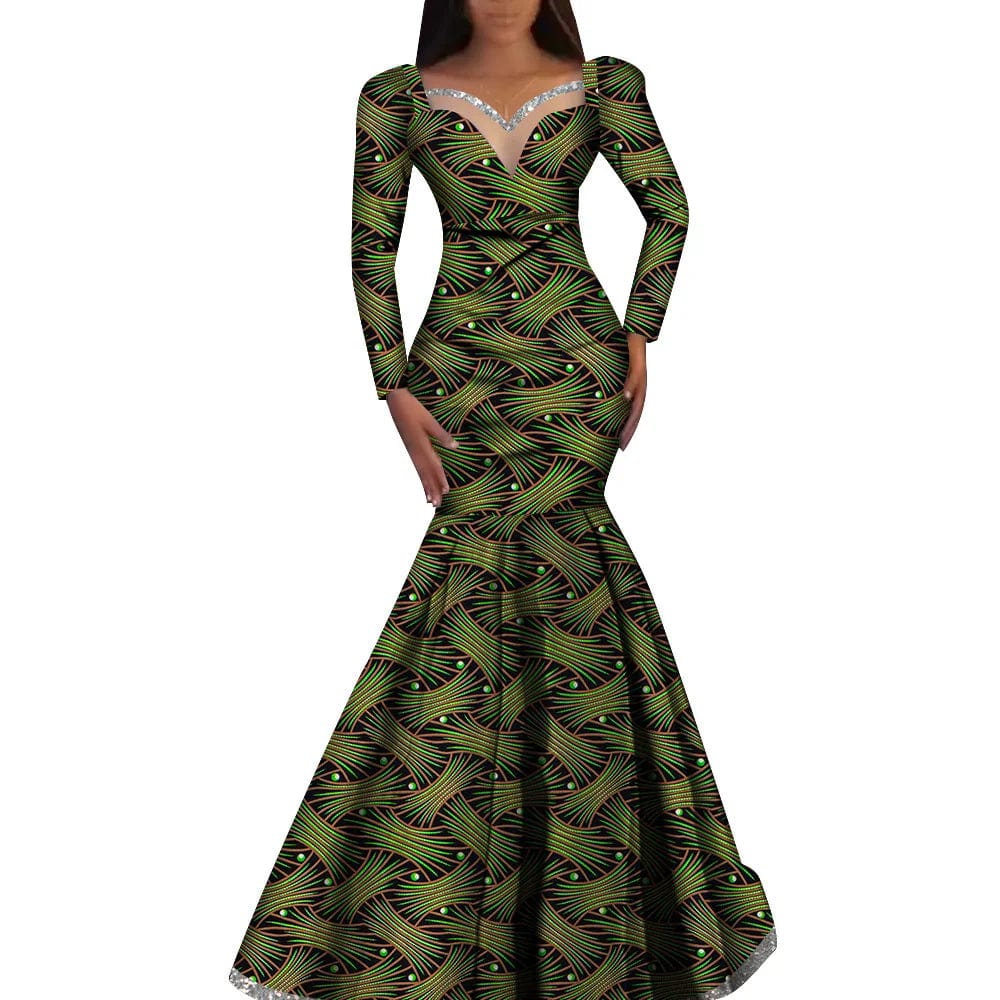 African Women's dress Nigerian Plus Size Traditional Ankara Ladies Elegant Robe Dashiki Female formal long dresses Party Wedding - SHOWLU FASHION STORE