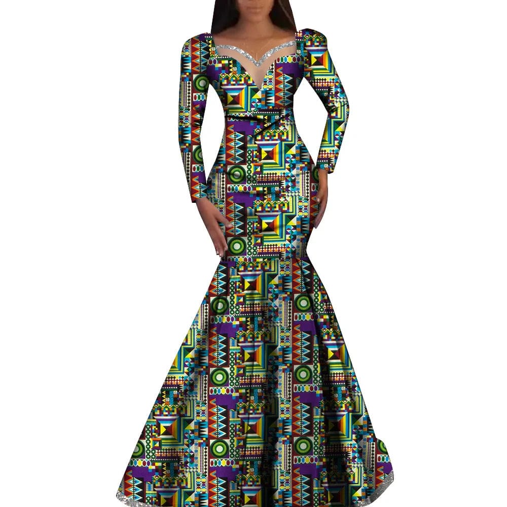 African Women's dress Nigerian Plus Size Traditional Ankara Ladies Elegant Robe Dashiki Female formal long dresses Party Wedding - SHOWLU FASHION STORE