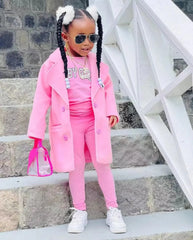 Autumn Winter Girls' Jackets Casual Coat T-shirt Tight Pants 3 pcs Set Warm Long Coat Kids Clothing Girls Clothes For 3 4 5 6 7 - SHOWLU FASHION STORE