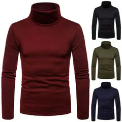 Autumn Winter Mens Turtleneck Sweaters Casual Thermal Long Sleeve Slim Fit Pullovers Stretch Basic Tops Sweatshirt Jumper TShirt - SHOWLU FASHION STORE