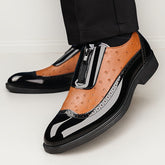 Men'S Classic Wing - Tip Brogue Oxford Shoes - Available In Black And Blue. These Are Stylish Casual Shoes With Non - Slip Rubber Soles, Suitable For Business Events, Weddings, And Graduation Ceremonies. Model Number 19582 SHOWLU FASHION STORE