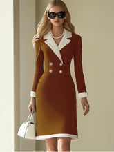 Women's Elegant Office to Party Dress - Structured Business suit-like with Button Front, Chest Buttons, and Flared Hem - Formal & Casual Outfits - Easy Hand Wash Care - Women's Professional & Formal Attire