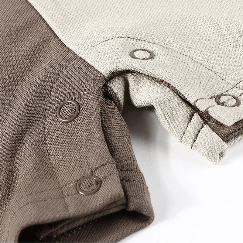 Baby boy romper sleeveless colorblock clothes front buttons opening baby overalls summer clothes short romper round neck - SHOWLU FASHION STORE