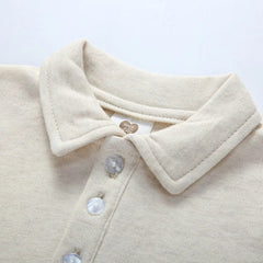 Baby clothes 100% cotton bodysuit 0 - 3Y autumn winter fashion one piece newborn outfit boy long sleeve polo collar jumpsuit white - SHOWLU FASHION STORE