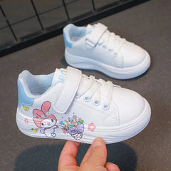 Baby Girls White Shoes Kids Casual Sneakers Cartoon Soft Breathable Fashion Children White PU Leather Shoes Size 26 - 37 - SHOWLU FASHION STORE