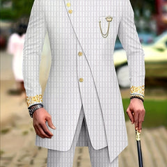 Men's Casual Long-sleeved Two-piece Suit, Mid-length Top And Trousers