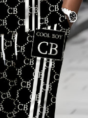 Zhiyu OBM Men's Summer Casual Sportswear 2pcs Set, Fashionable Round Neck Short Sleeve T-Shirt with Drawstring Pants