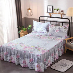 Bed Skirt Cotton Bedspread Set Embroidery Bed Dress Pillow Cases 3 Pieces/Set For King/Queen Double 1.5/1.8/2M Sheet Cover 3PCS - SHOWLU FASHION STORE