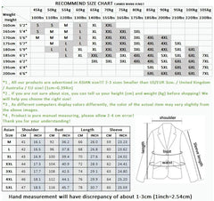 A size recommendation chart for a men's three-piece suit showing height and weight measurements.