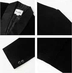 Boys Velvet Blazer Jacket Pants Bowtie 3PCS Photograph Suit Kids 1Year Birthday Dress Children Wedding Performance Evening Set - SHOWLU FASHION STORE