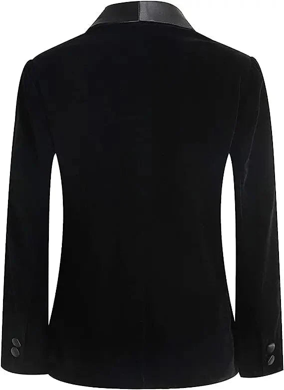 Boys Velvet Blazer Jacket Pants Bowtie 3PCS Photograph Suit Kids 1Year Birthday Dress Children Wedding Performance Evening Set - SHOWLU FASHION STORE