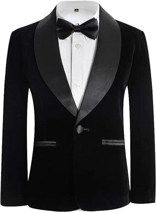 Boys Velvet Blazer Jacket Pants Bowtie 3PCS Photograph Suit Kids 1Year Birthday Dress Children Wedding Performance Evening Set - SHOWLU FASHION STORE