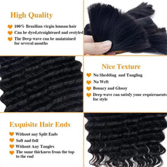 Bulk Braiding Hair 100% Human hair Deep Wave Unprocessed No Weft Boho Braids Human Hair Bulk Extensions Brazilian Remy Hair - SHOWLU FASHION STORE