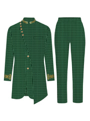 Men's Casual Long-sleeved Two-piece Suit, Mid-length Top And Trousers