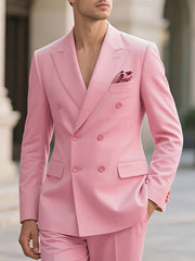 2pcs Men'S Tailored Suit with Notched Lapel & Matching Vest - Slim Fit Formal Wedding & Party Coat, Solid Color Long Sleeve with Pockets, Black/Brown/Beige, Wedding Attire, Sophisticated Style, Notched Lapel Design