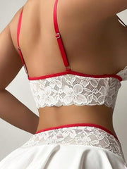 Seductive Lace and Milk Contrast Lace Set, White, Sizes S-XL, Elegant Lace Detailing, Soft and Comfortable, Perfect for Special Evenings and Intimate Moments SHOWLU FASHION STORE