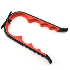 A multi-functional four-in-one bottle and can opener with a black and red anti-slip design.