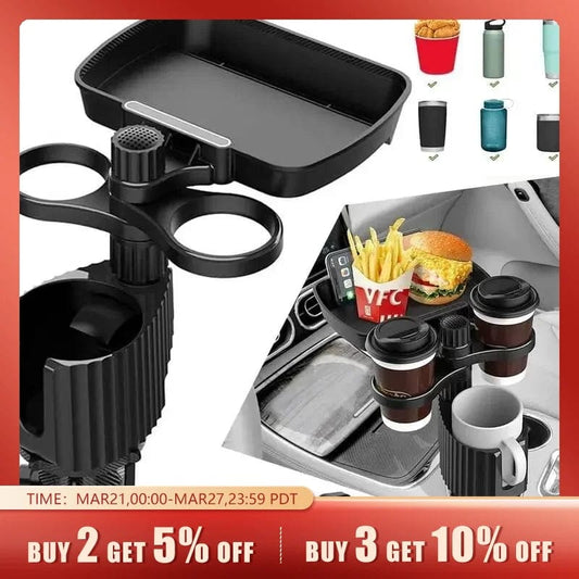 Car Cup Holder Expander Tray with Detachable Car Cup Holder Tray, Car Food Trays for Eating &Cup Holder Tray Table for Car - SHOWLU FASHION STORE