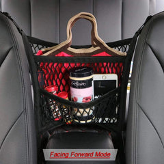 Car Storage Net Bag Between Seats Car Divider Pet Barrier Stretchable Elastic Mesh Bag Organizer Auto Accessories - SHOWLU FASHION STORE