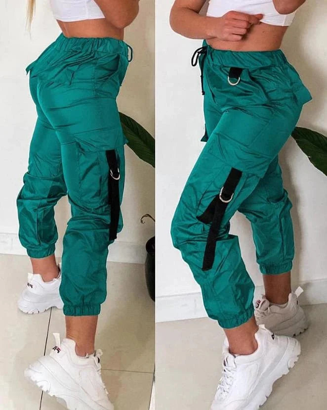 Cargo Pants Women Streetwear Autumn and Winter New Fashion Tight Versatile Casual Loose Waist Patch Pocket Trousers for Female - SHOWLU FASHION STORE