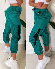 Cargo Pants Women Streetwear Autumn and Winter New Fashion Tight Versatile Casual Loose Waist Patch Pocket Trousers for Female - SHOWLU FASHION STORE